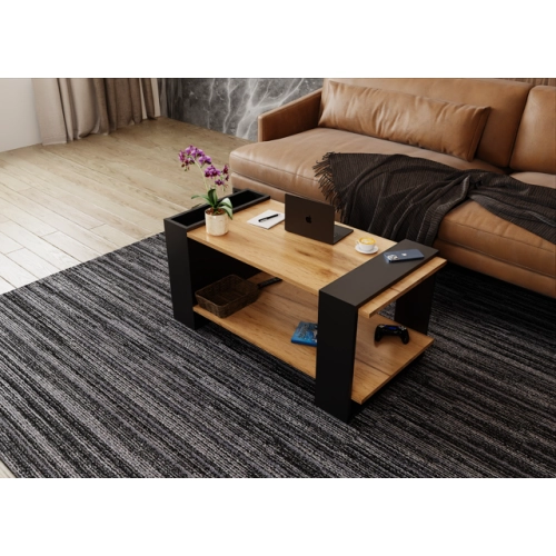 Stolik kawowy ST16 DC Wotan/Czarny ława z półką loft
